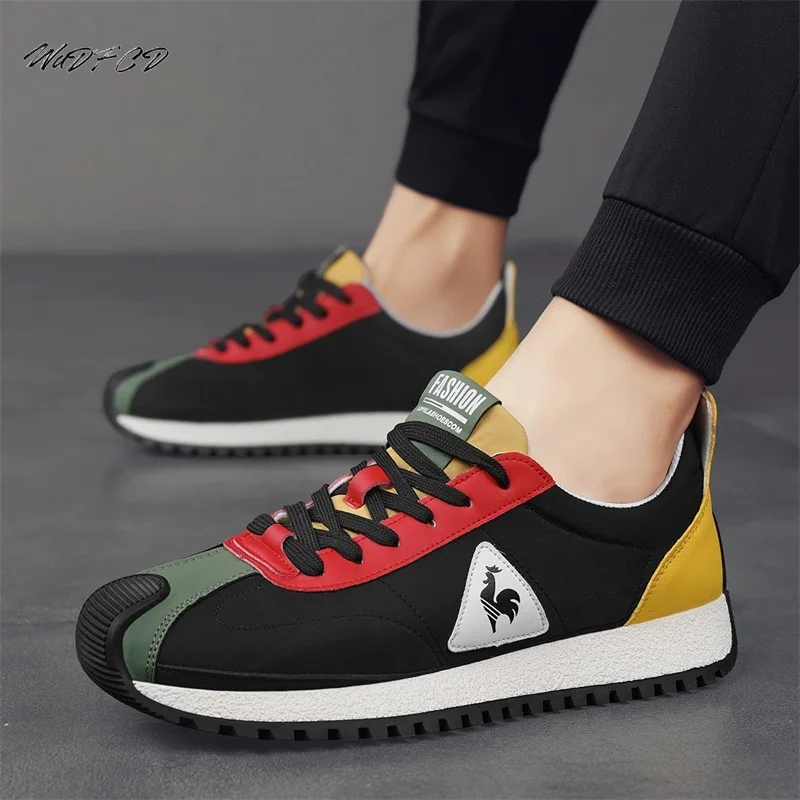 Sneakers Casual Mens Retro Running Shoes Fashion Microfiber Leather Fabric Breathable Height Increased Flat Platform Sport Shoes