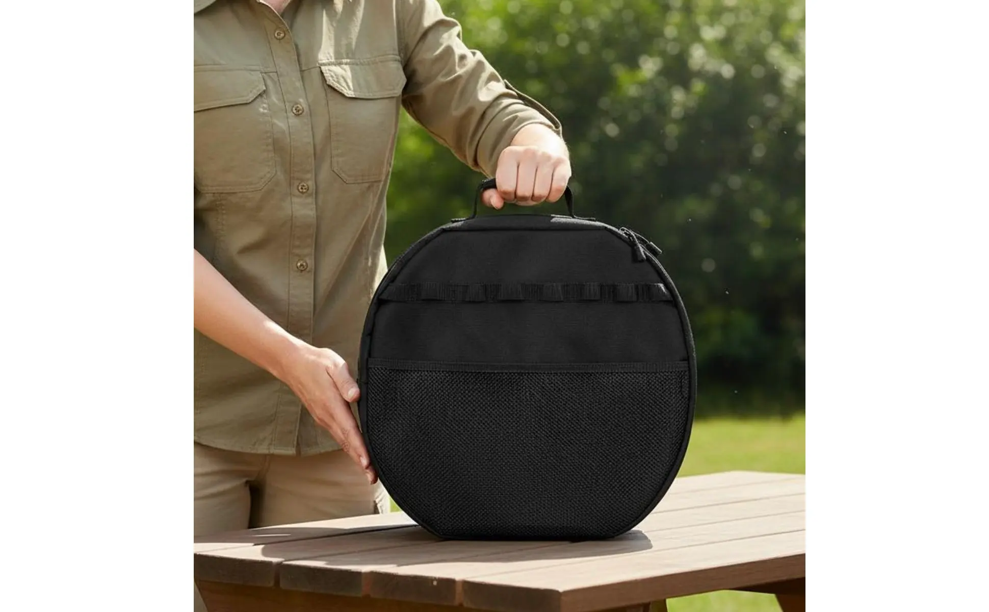 Bbq Pan Organizer Bag Thickened Round Pan Bag Grill Plate Carry Case Portable Baking Tray Carry Case Scratch-Resistant Bbq Pan Organizer Bag Thickened Round Pan Bag Grill Plate Carry Case Portable Baking Tray Carry Case Scratch-Resistant