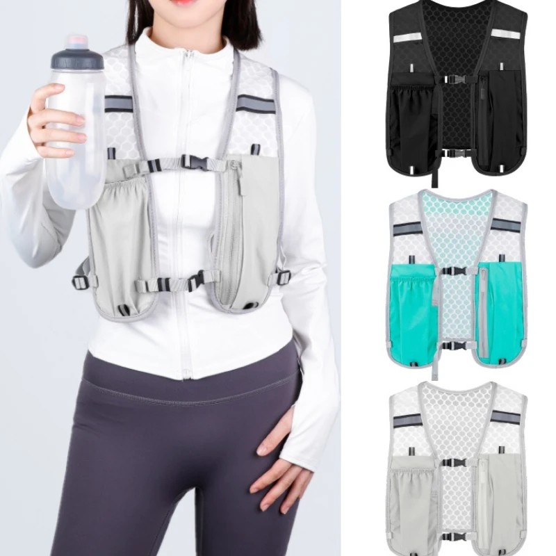 

For Biking Running Storage Vest Lightweight Running Vest Reflective Hydration Water Chest Pack With Phone Storage Pocket