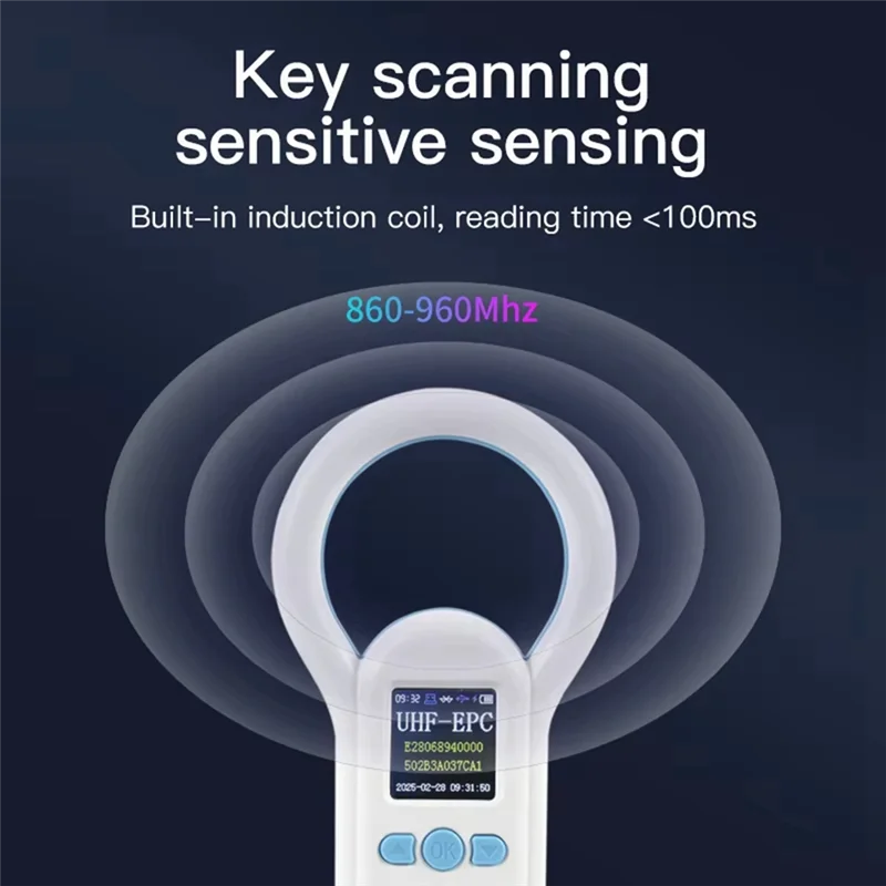 

JABS-UHF RFID-считыватель меток 860-960 кГц Ручной USB-выход BT с портом 2,4G для Android Сканер микрочипов для домашних животных Сканирование через окно