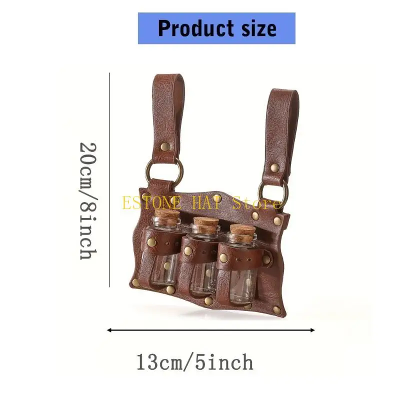 49MF حامل جرعة من العصور الوسطى Cork Potion Bottion Cosplay Cosplay Cosplay الحزام التاريخي لعصر النهضة ولعب الأدوار الخيالية