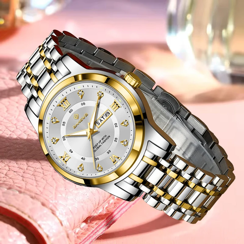 Jam Tangan Wanita LIGE 2026 Berlian Baru, Jam Tangan Wanita Kreatif, Jam Tangan Gelang Wanita dari Baja, Jam Tangan Wanita Tahan Air, Montre Femme