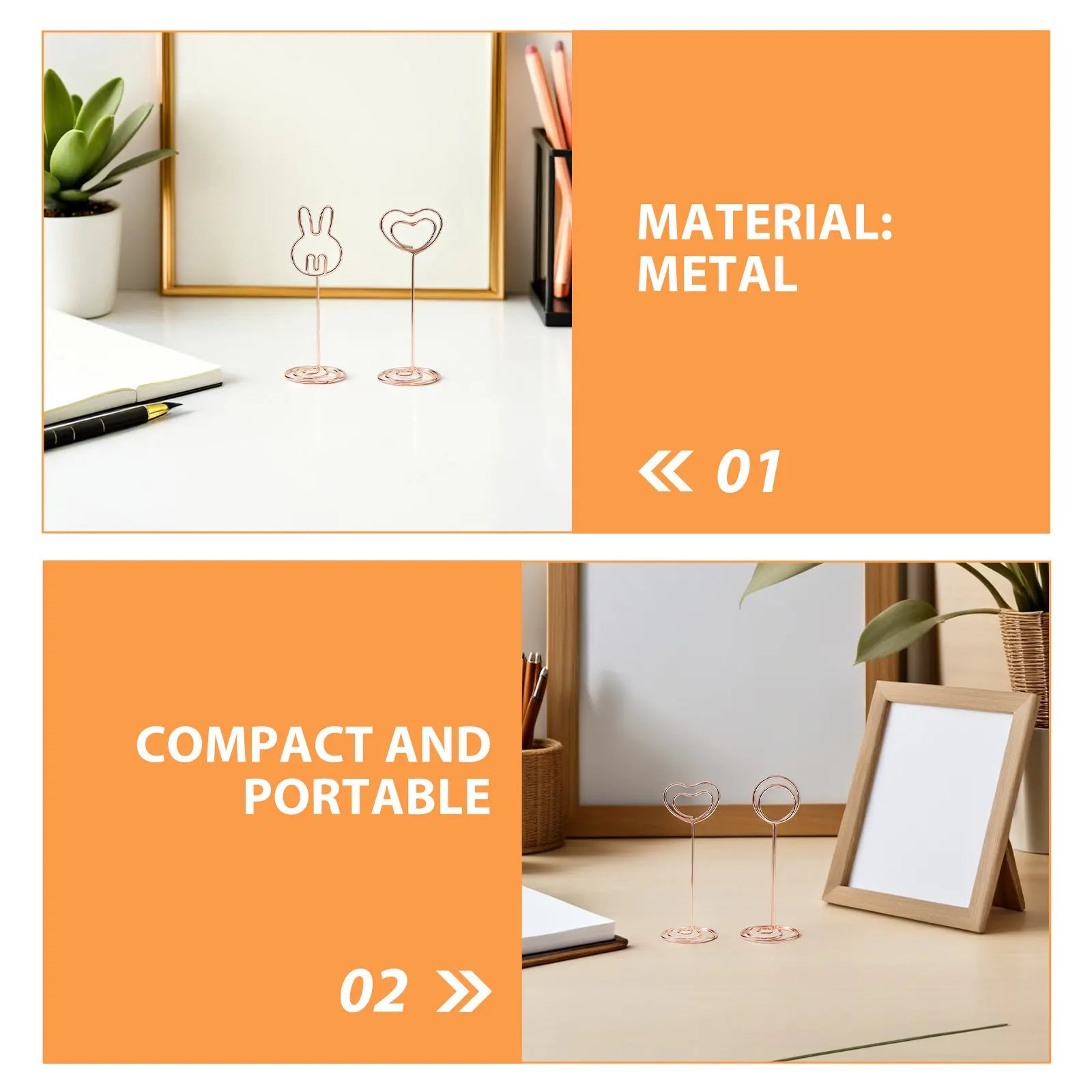 12Pcs Compact Metal Memo Holders Office Desk Note Clip Stand Table Card Holder Clip for Wedding Event Party Display