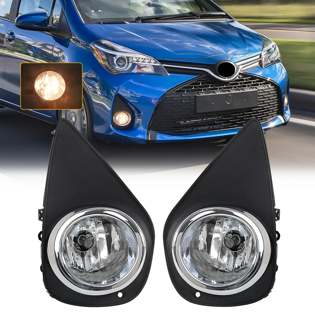 For Toyota Yaris 2014 2015 2016 2017 US Version Car Fog Lamps Halogen LED Daytime Running Lights DRL Headlights Accessories 12V