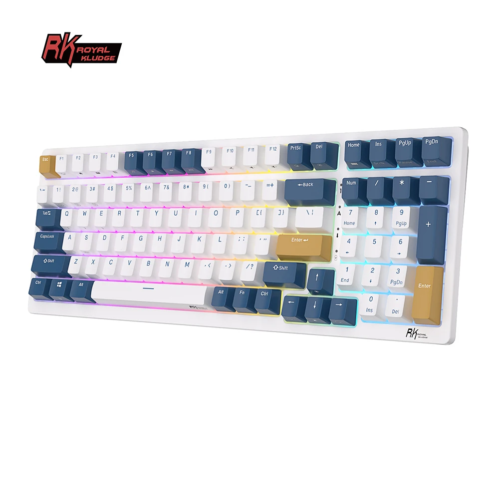 

2.4G Wireless Bluetooth Mechanical Keyboard Tri-mode 100 Keys RGB Backlit Hot-swappable DIY Gamer Keyboards Royal Kludge RK98