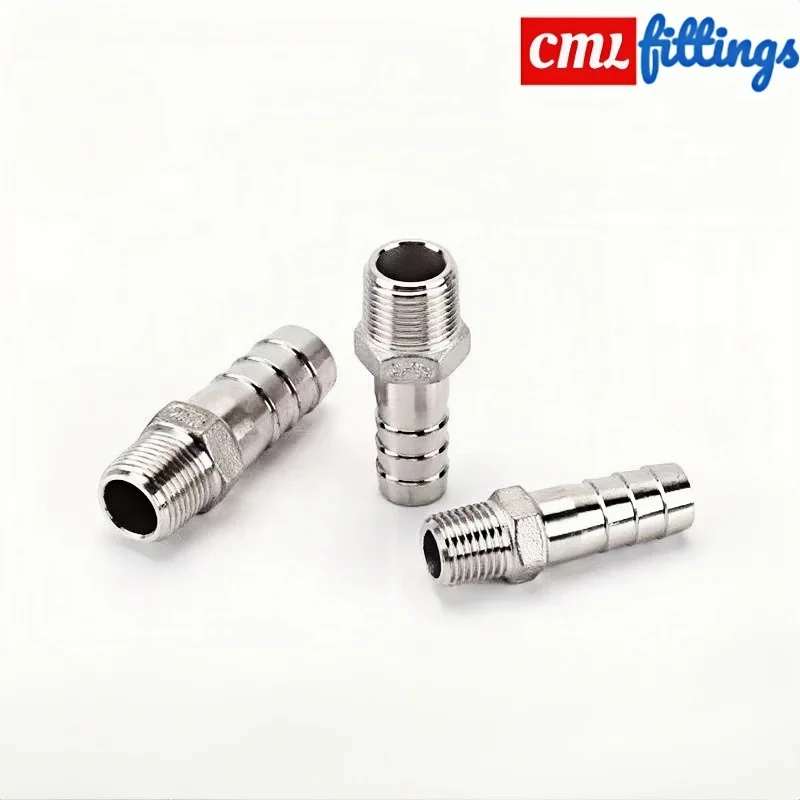 6 8 10 12 13 15 16 18 19 20 مللي متر 1/8 "1/4" 3/8 "1/2" 304 الفولاذ المقاوم للصدأ BSPT ذكر الموضوع بارب خرطوم معبد مشترك اقتران موصل