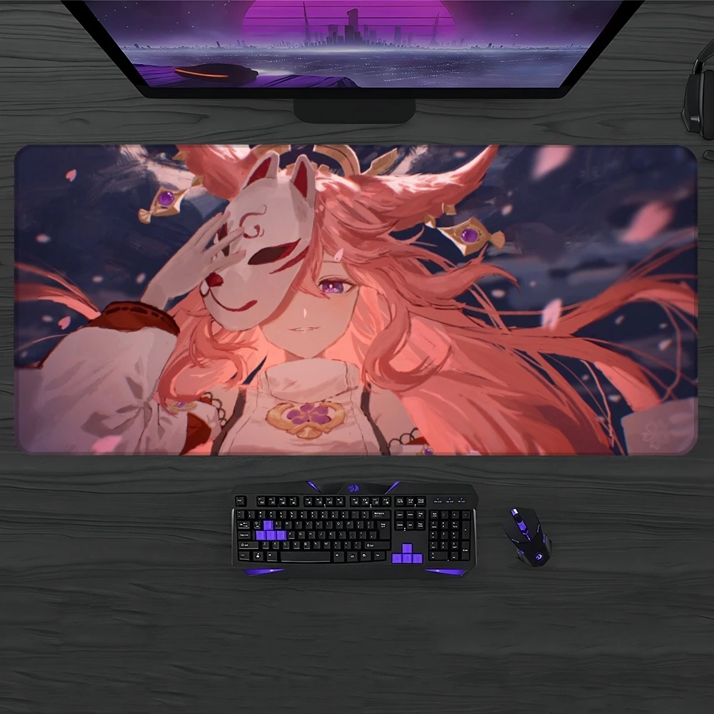 

Genshin Impact Yae Miko Mouse Pad Gamer Pc Gaming Accessories Rubber Mat XXL Deskmat Mats Keyboard Cabinet Mause Laptops