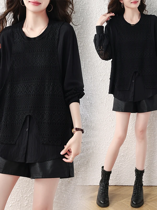 Skin-Friendly Comfortable Fashionable Simple Style plus Size Top for Women Autumn New Arrival Versatile Meat Concealing T-Shirt