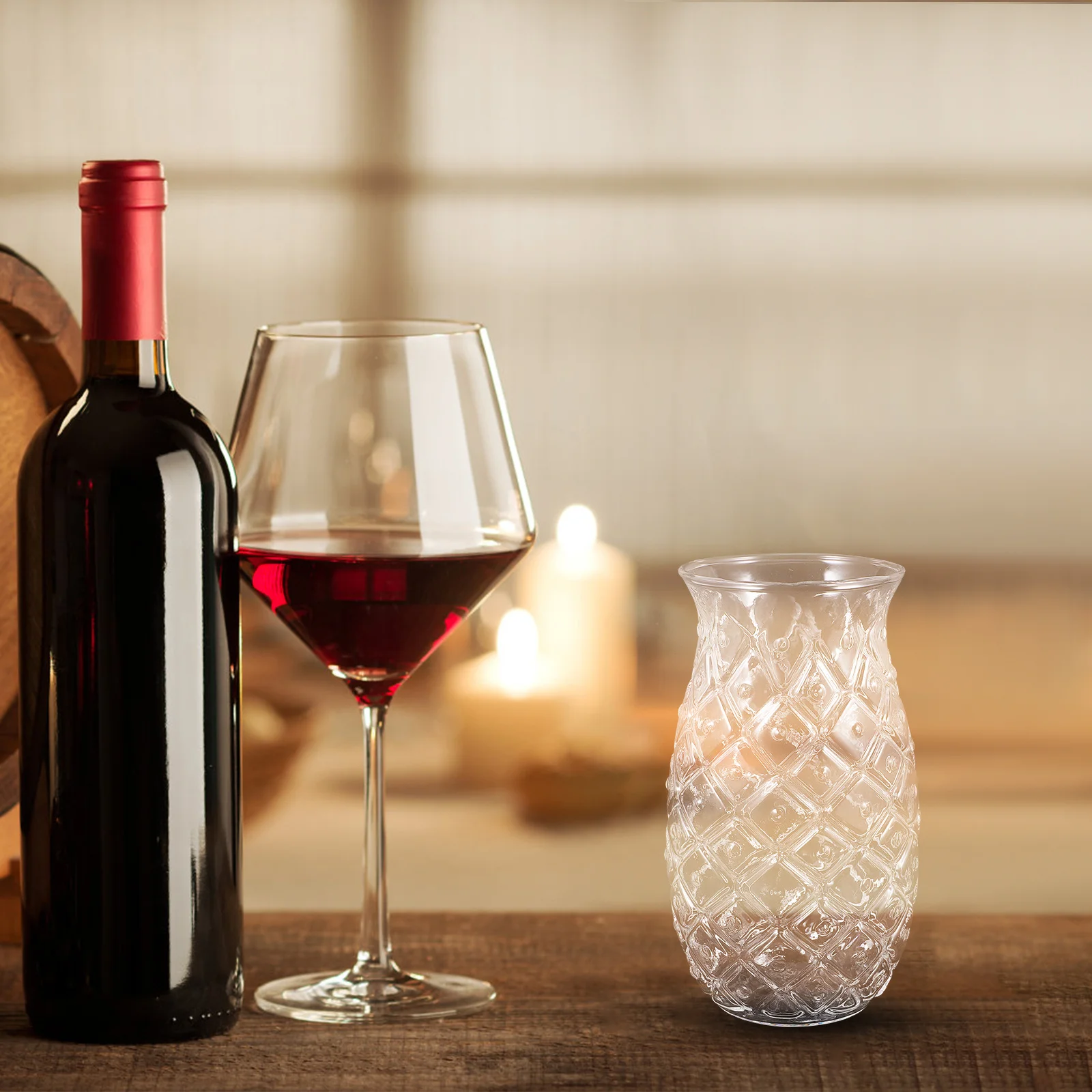 

2Pcs 480ml Crystal Whiskey Glass Pineapple Texture Multi-Function Wine Cup Stable Thick Bottom Party Favor Drink Cup