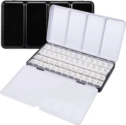 Empty Metal Watercolor Palette Tin Box Palette Paint Case with 52 Half Pans Fold-Out Palette Holds for Watercolor Travel Palette