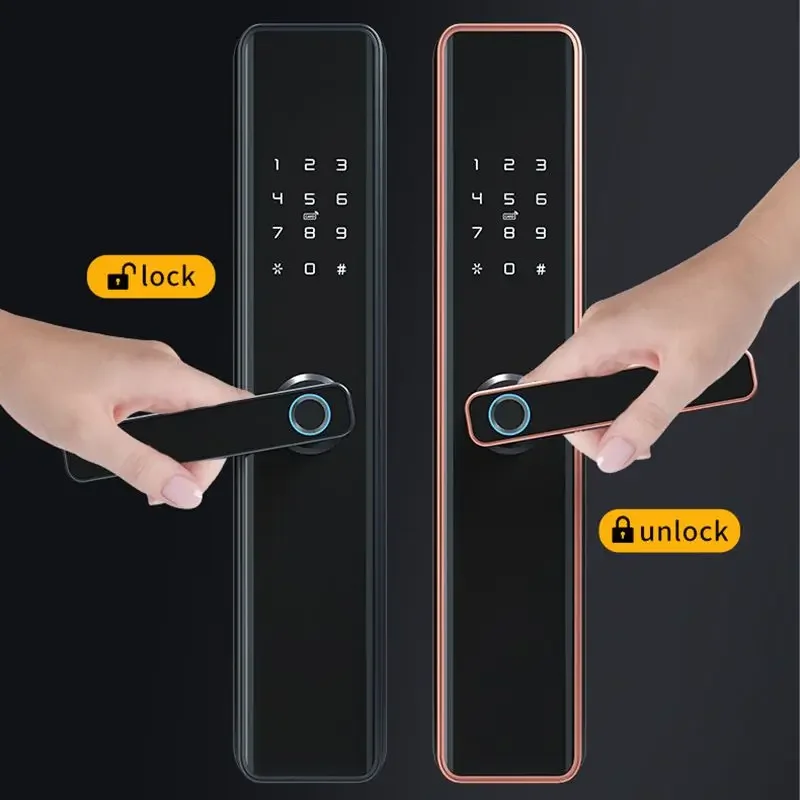 Tuya APP Smart Door Lock Fingerprint IC Cards Password Key WiFi Locks With Touchscreen Keypad Entry Smart Door Locker