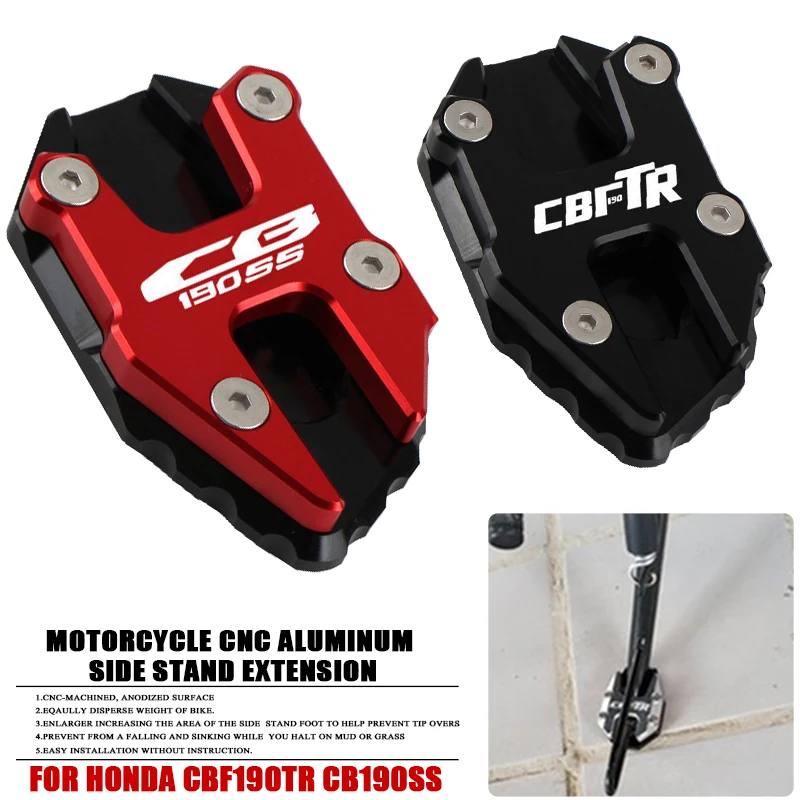 For HONDA CBF190TR CB 190TR CB190SS CB190 SS Motorcycle CNC Kickstand Foot Side Stand Extension Pad Support Plate Enlarge Stand