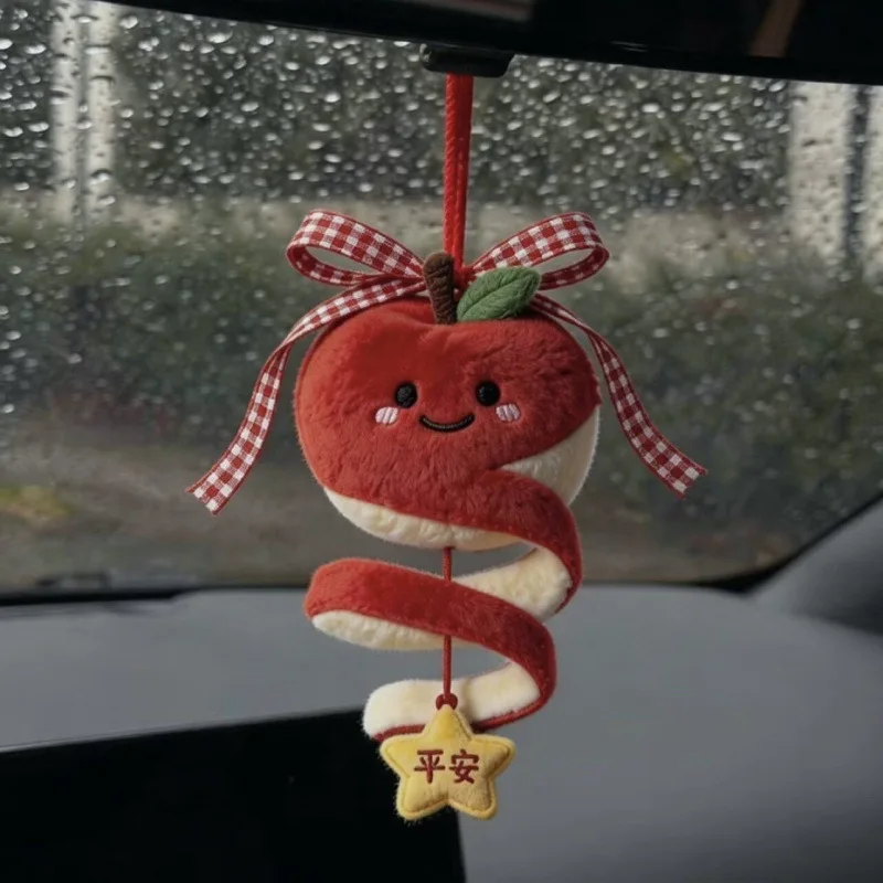 

Cute Apple Plush Keychain Car Hanging Ornament Soft Stuffed Keyring Bag Charm Car Interior Backpack Pendant Christmas Gifts