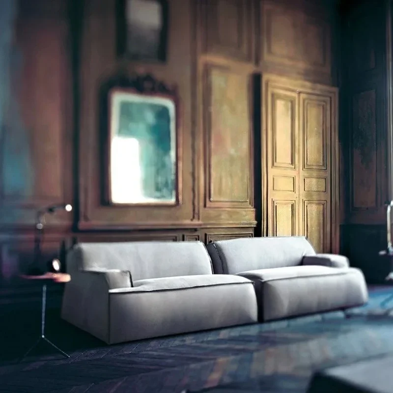 أريكة ذات صف مستقيم لغرفة المعيشة، شقة كبيرة وصغيرة، خفيفة فاخرة وبسيطة، سرير من القماش غير اللامع وأريكة الإفطار #5