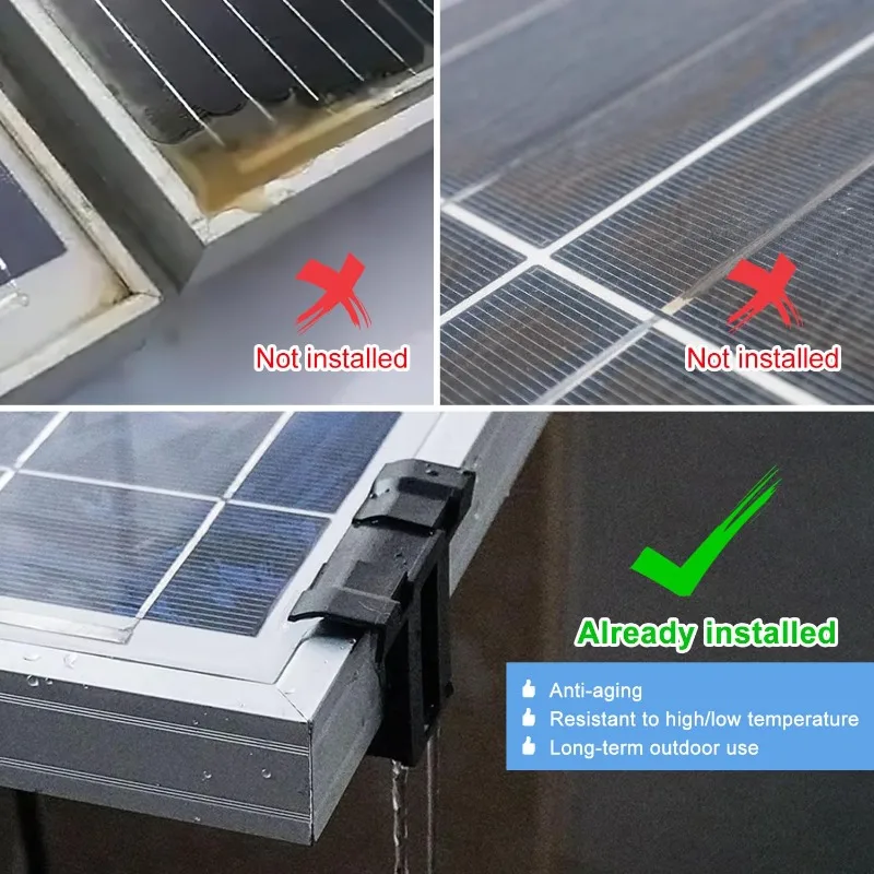 30/32/35/40mm Water Drain Clip Solar Panel Cleaning Clips Mud Removal Clamp Solar Panel Drainage Clip Photovoltaic Panel Buckle