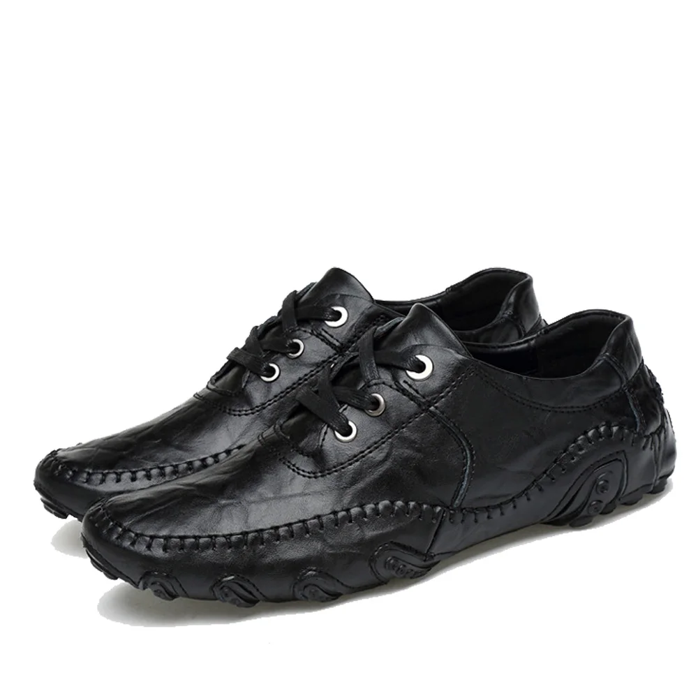 NPEZKGC Fashion British Style Men Causal Shoes Genuine Leather Slip On Men Shoes High Quality Loafers man Shoes Zapatos Hombre