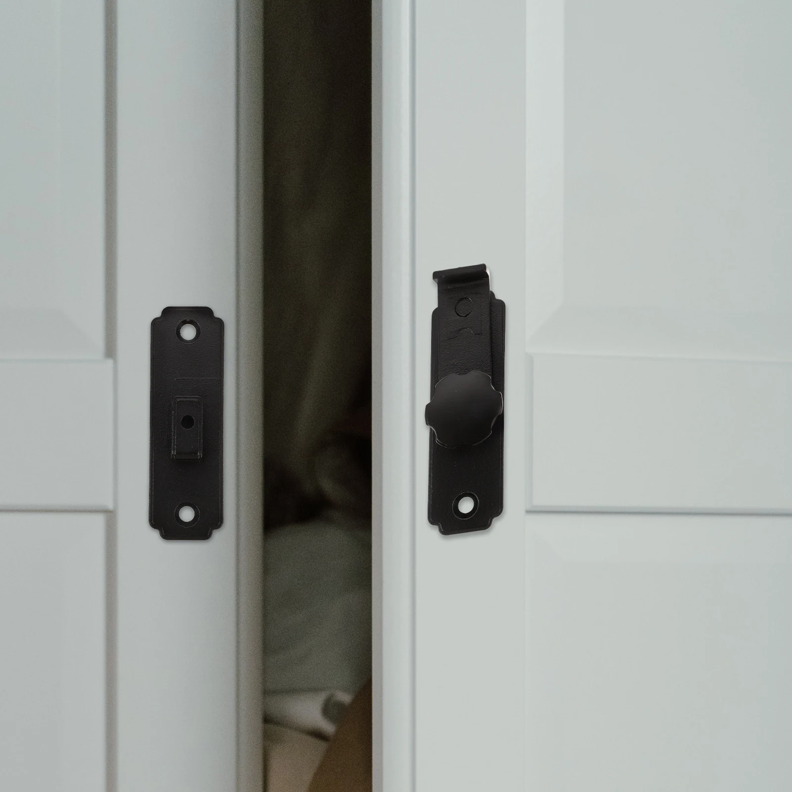 

Stainless Steel Latch Lock 90 Degree Barn Door Locks Black Gate Latch Wooden Fence Sliding Screen Garage Hardware Door