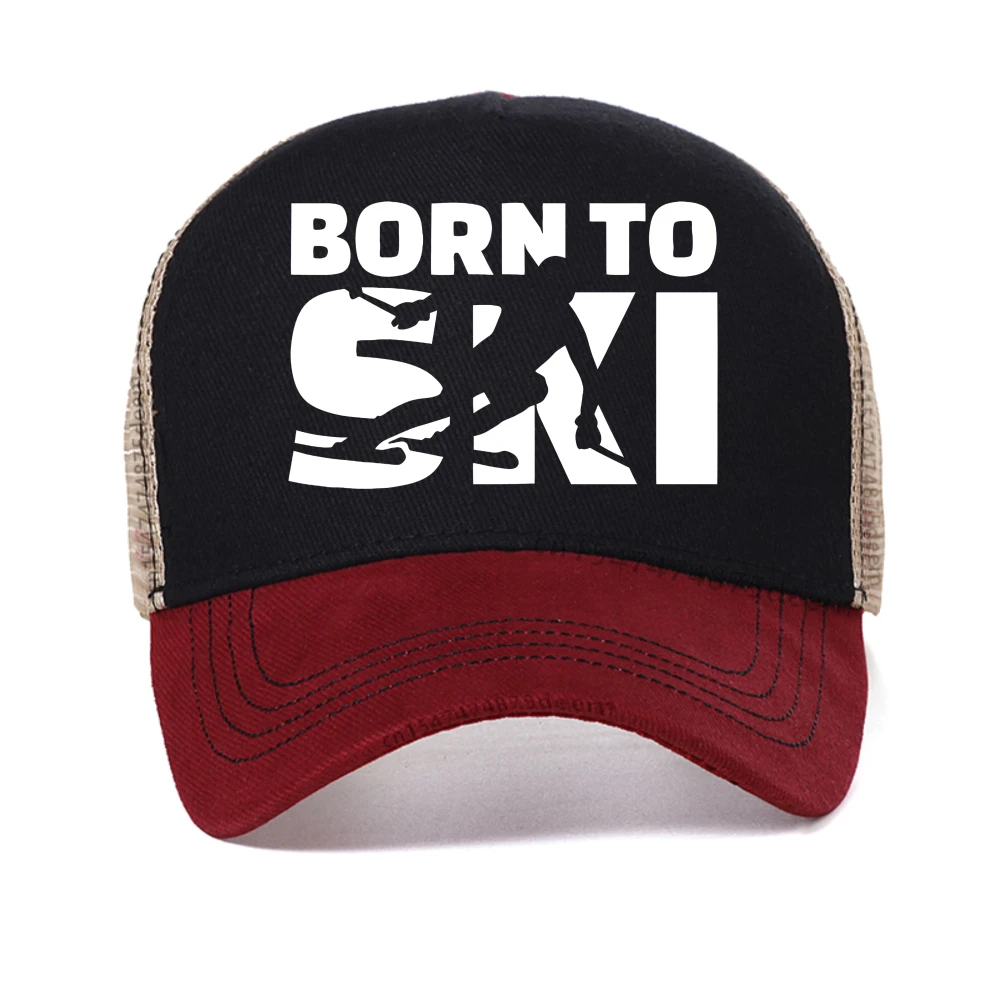 

Born to Ski Tees Teenages baseball cap Summer Vintage Style casual sun hat fashion Adjustable breathable Snapback Caps