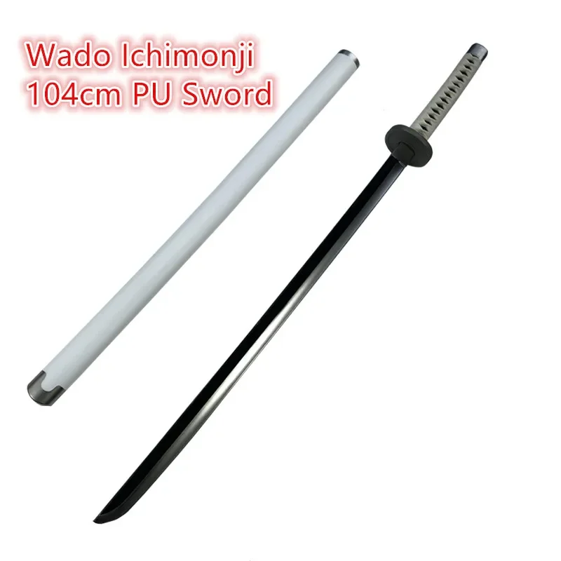 Cosplay Sword 1:1 Anime Sword Roronoa Zoro Wado Ichimonji Sword Weapon Katana Safety PU Ninja Knife Samurai 104cm