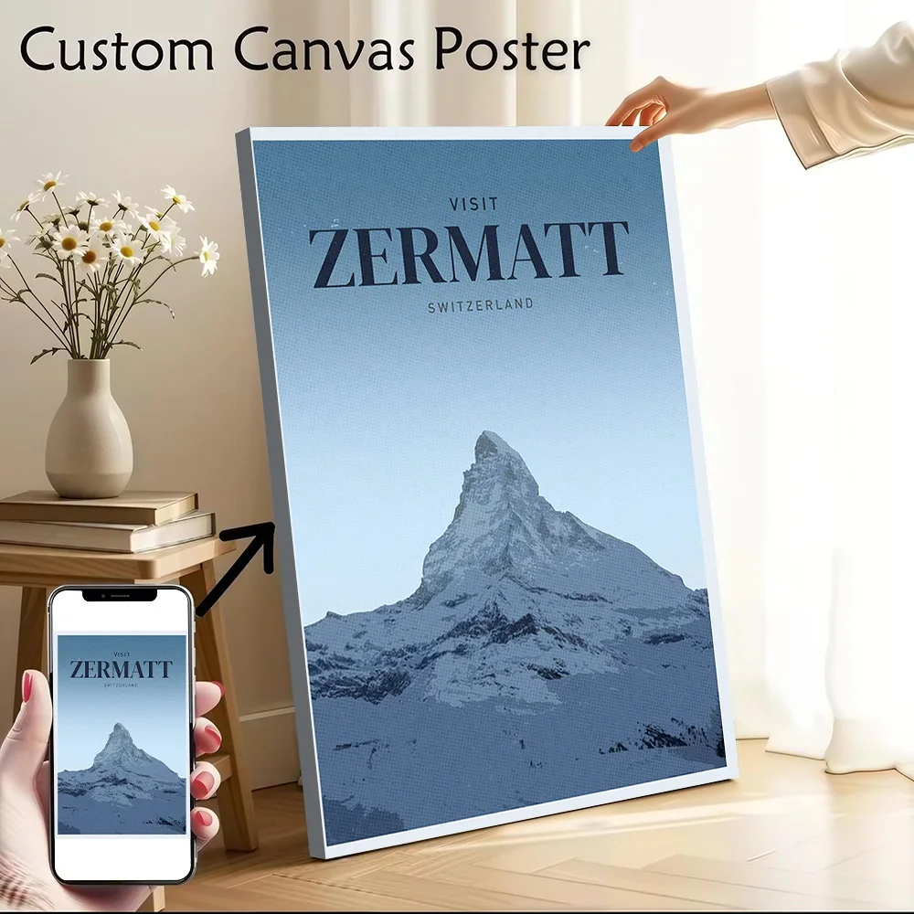 Visit Zermatt Canvas Wall Art Poster Custom Photo Print Modern Painting for Fans Vintage Decor Living Room Gamer Decoration Home