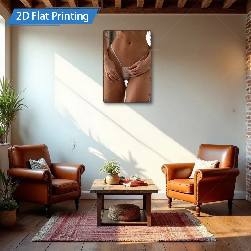 1pc Metal Sign, 4x16inch "Modern Abstract Art: Elegant Nude Figure on Rustic Metal Wall Decor"