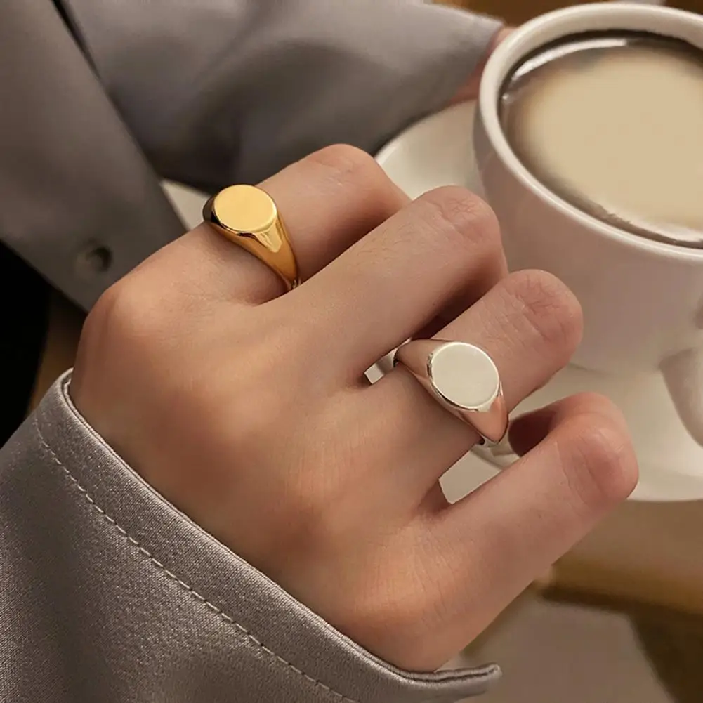 Ring Retro Ring Titanium Steel Jewelry Polished Round Surface Finger Band Simple Style Lightweight Anti-rust Multi-size