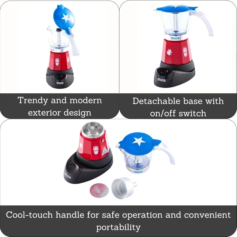 Puerto Rico Boricua Flag Espresso Maker 6 Cup Or 3 Cup | Limited Edition Moka Pot Coffee Maker | Cast Aluminum & Tritan