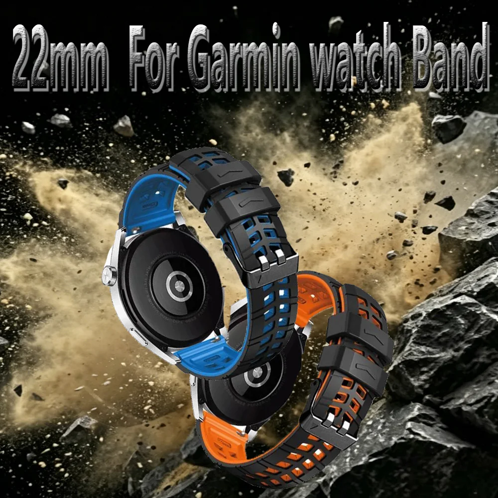 22 mm Silikon-Uhrenarmband für Garmin-Uhr Venu 3/2, Vivoactive 4, Forerunner 265/255/965/955/745, Fenix ​​Chronos Ersatzarmband