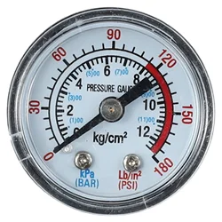 Air Compressor Pneumatic Hydraulic Fluid Pressure Gauge 1/8 NPT Thread 0-12Bar 0-180PSI Manometer Double Scale