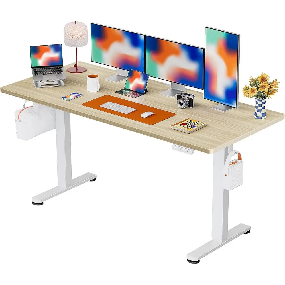 

71 x 30 Adjustable Electric Desk, Sit-Stand Desk with Memory, Large Natural Two-Piece Top