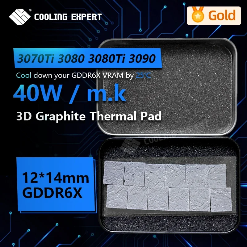 

Cooling Expert GDDR6X VRAM Custom Thermal Pad 40W/MK For 3070Ti 3080ti 3090 High Performance Graphite Thermal Pad