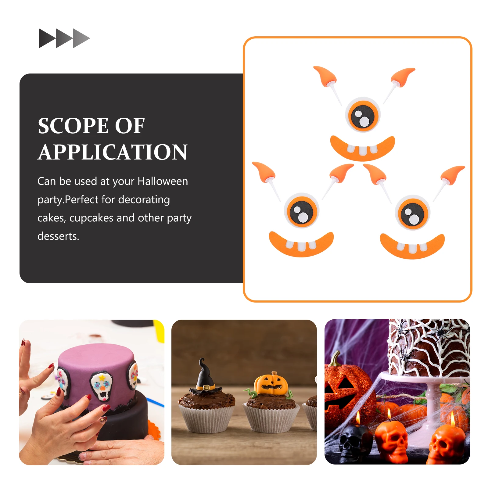 

Halloween Decor Little Monster Cake Card Insert Decoration Decorations for Orange Plastic