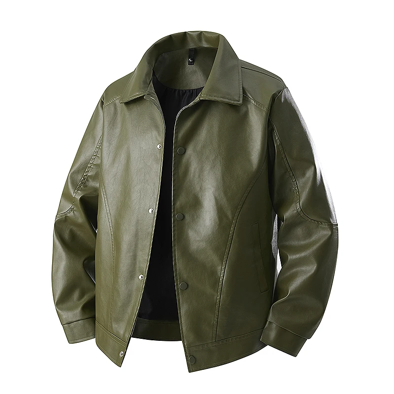 

Lapel Leather Jacket Autumn New Fashion Trend Young Handsome Versatile Men's Style High Street Motorcycle Flight Leather Jacket