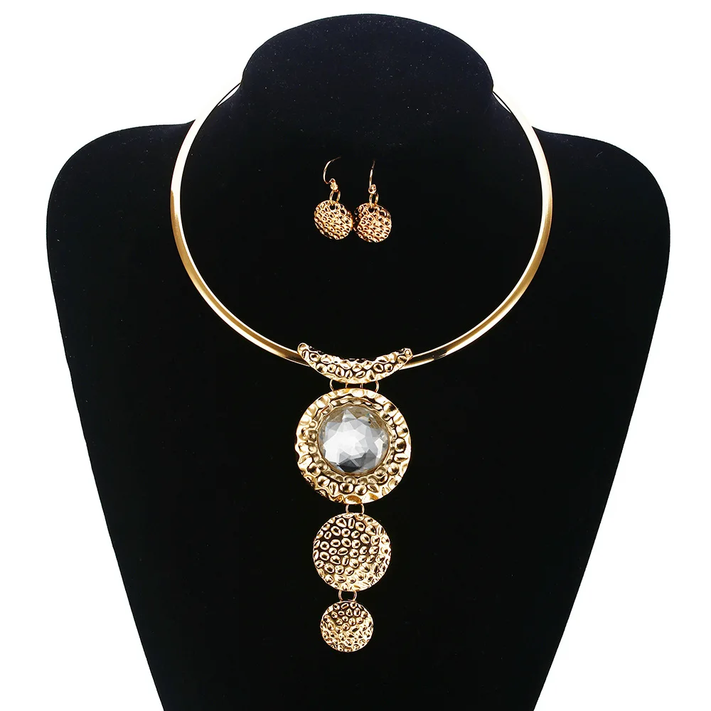 European and American jewelry fringed crystal necklace set, Amazon cross-border necklace collar wish source LAZADA