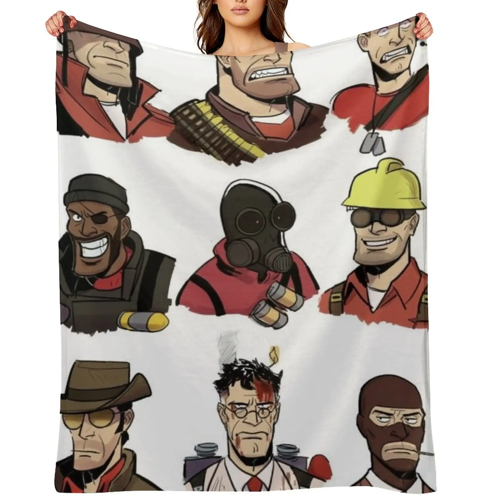 

Team Fortress 2 All Units Throw Blanket Decorative Sofa christmas gifts Winter beds Flannel Fabric Blankets