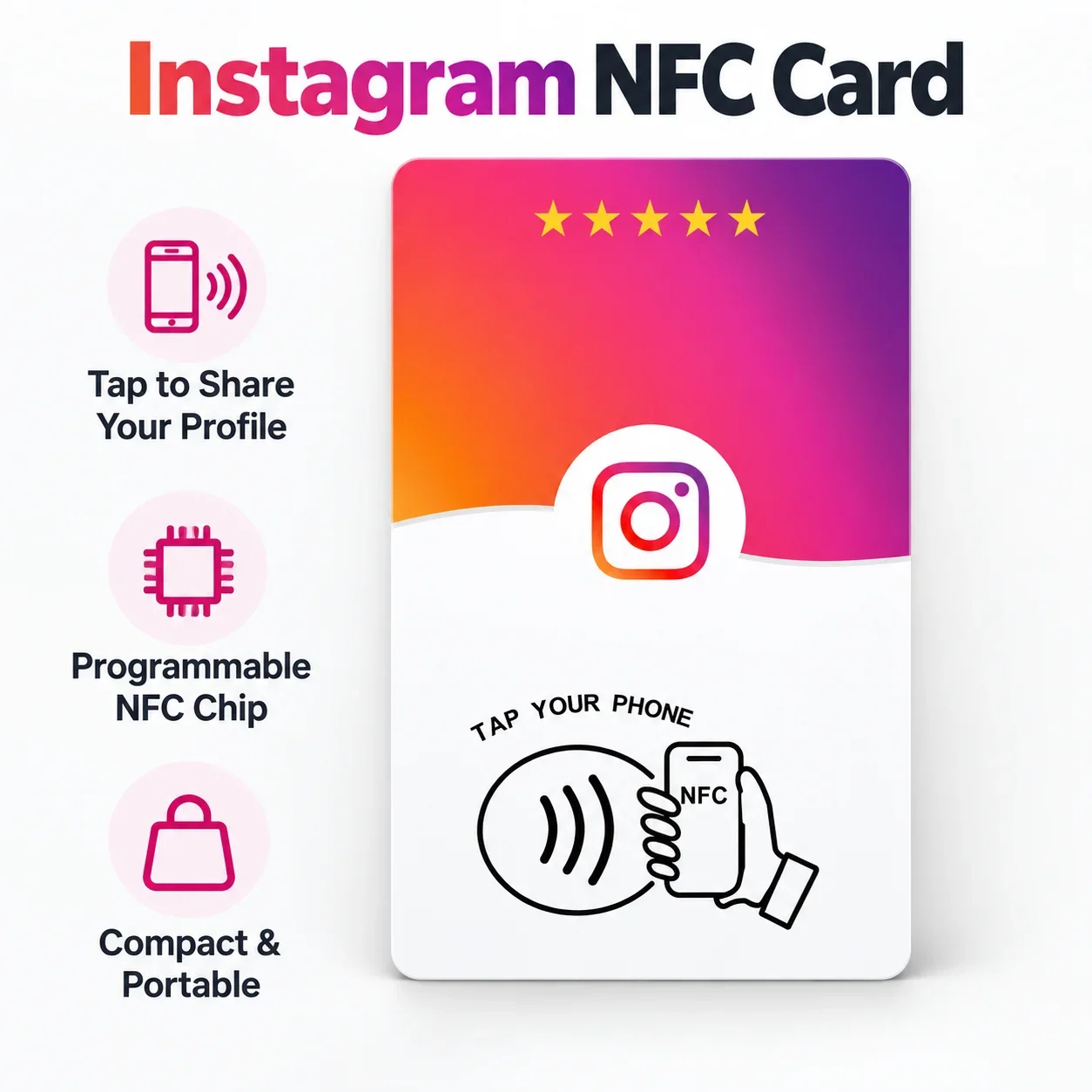 1pc Gradient and White NFC Card for Instagram PVC 215 Chip Rewritable for Shops and Small Businesses Buyer Setup Required