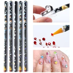 5/1pcs Rhinestone Picker Pen Set Wax Dotting Pen Bead Separator Pencil Crystal Picking Up Pens Nail Art Manicure Dotting Tools