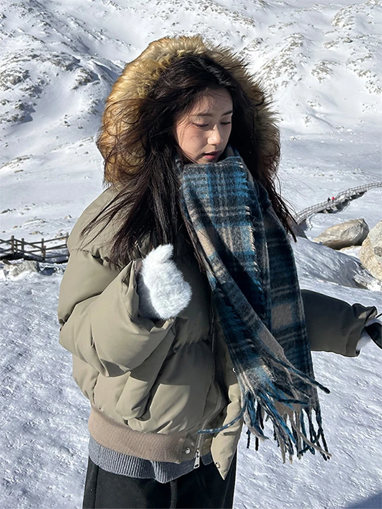 

Detachable Fur Collar down Cotton Jacket Men's Winter Thick Warm Hooded Coat Standard Fit Casual Youth Popular PU Fabric