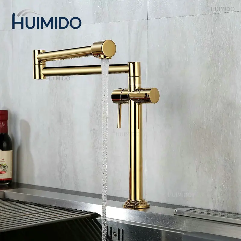 Kitchen Faucet Solid Brass Crane For Kitchen Deck Mounted Sink Mixer Foldable Nickel Brushed/Gold/Chrome/ORB/Black
