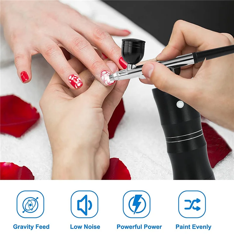 مجموعة فرشاة الهواء FAAJ مع ضاغط الهواء، فرشاة هوائية محمولة قابلة لإعادة الشحن 7.4 فولت 34 رطل لكل بوصة مربعة #2