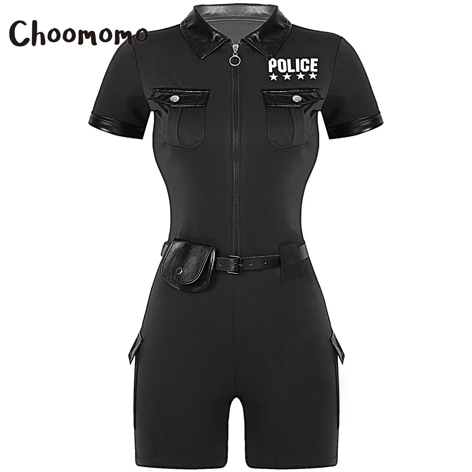 Womens Police Officer Costume Policewoman Cosplay Uniform Dirty Cop Outfits for Halloween Themed Party Role Play Dress Up