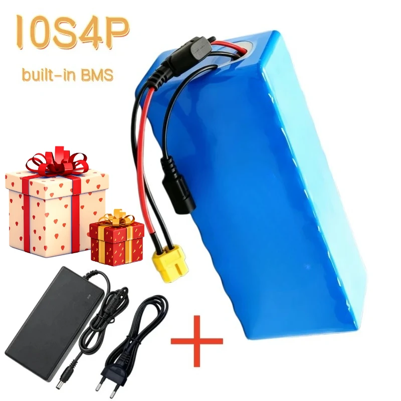 36V 12Ah 10S4P Lithium Battery with Charger, 12000mAh Rechargeable Pack BMS Protection, for Commuting E-Bike & Hoverboard