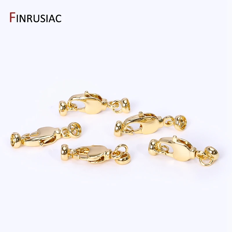 7.5mm*22mm 18K Gold Plated Brass Lobster Clasps For Jewelry Making, End Beads Cap Connector For DIY Jewelry Accessories