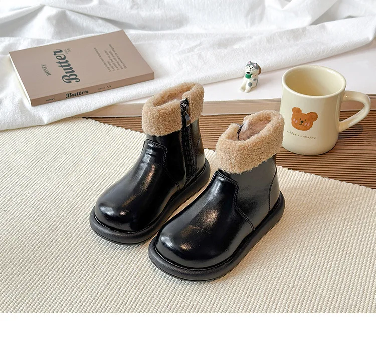 2026 England-Style Winter-Modestiefel für Mädchen, Verdickte Warme Kunstfell-Schneestiefel, Weichsohlige Rutschfeste Modestiefel für Mädchen – Detail 17