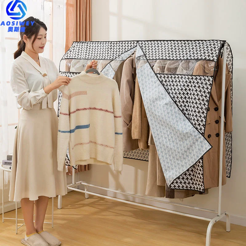 Houndstooth baju gantung pelindung debu, baju mantel transparan tempat penyimpanan pakaian tahan kelembaban, Organizer Vintage