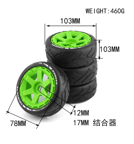 103mm Kurzstrecken-LKW-Reifen mit 17mm Rad Sechs kant für Modell Flat Running Verschleiß fester Griff Reifen km Hongnuo zd