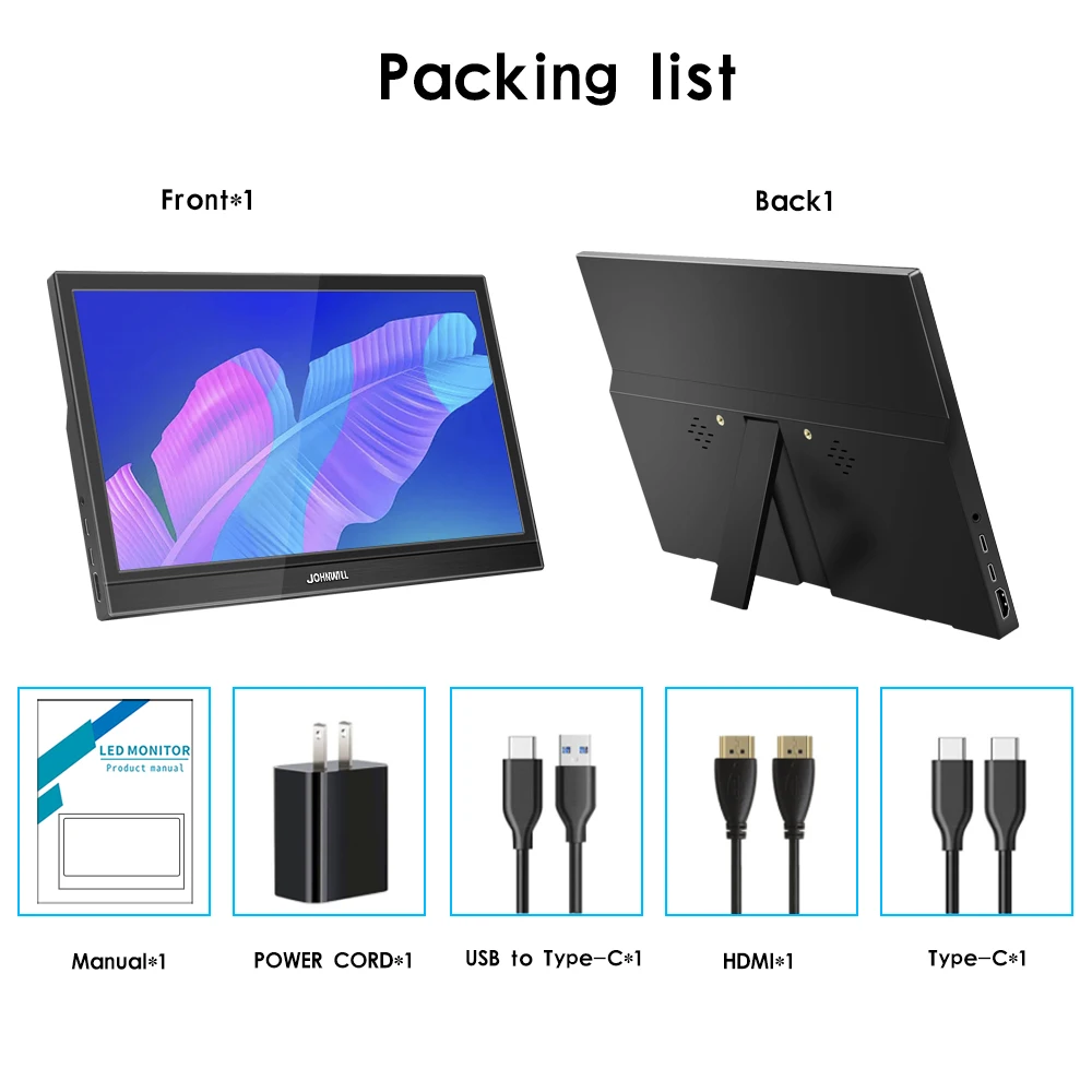 11.6 inch Portable Monitor Touch Screen 1366X768 USB C Gaming Display for Raspberry Pi Laptop PC Android PS4 HDMI-Compatible