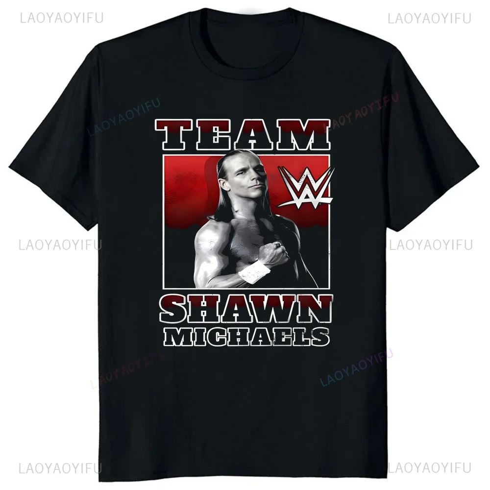 Vintage Shawn Michaels Wrestler T-shirt Print Men's and Women's Short-sleeved Oversized Crew Neck Fashion Street Style T-shirts