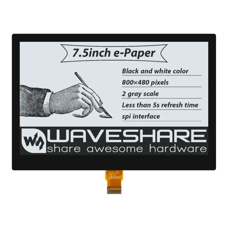 

7.5inch Advanced E-Paper E-ink Epaper Screen Display Monitor Kit for Arduino RPI Raspberry Pi Zero 2 W WH 3 Model B Plus 3B 4 5