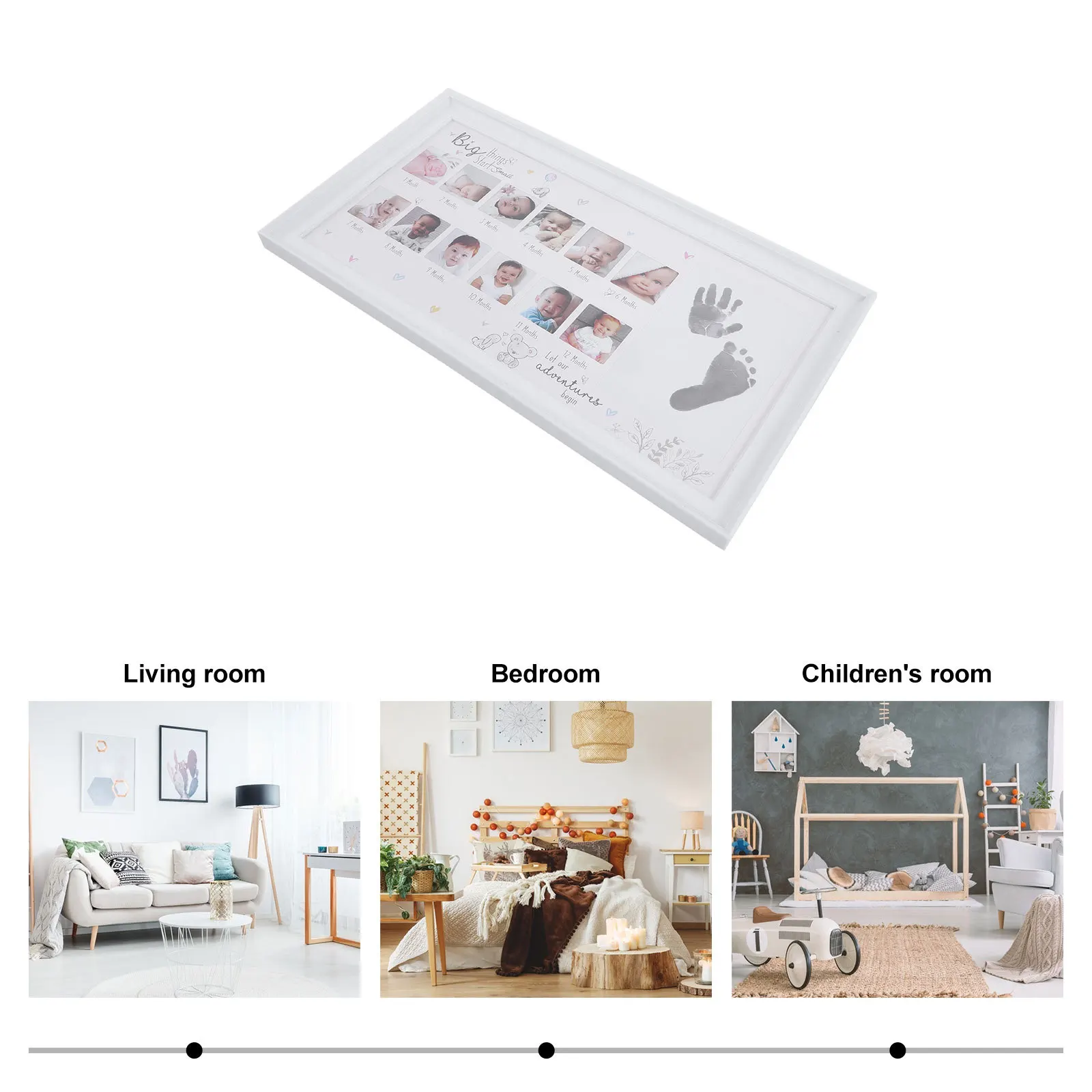 

12pcs Handprint Footprint Photo Frame Baby First Year Growth Milestone Infant Picture Holder 12 Month Memory Keepsake Gift